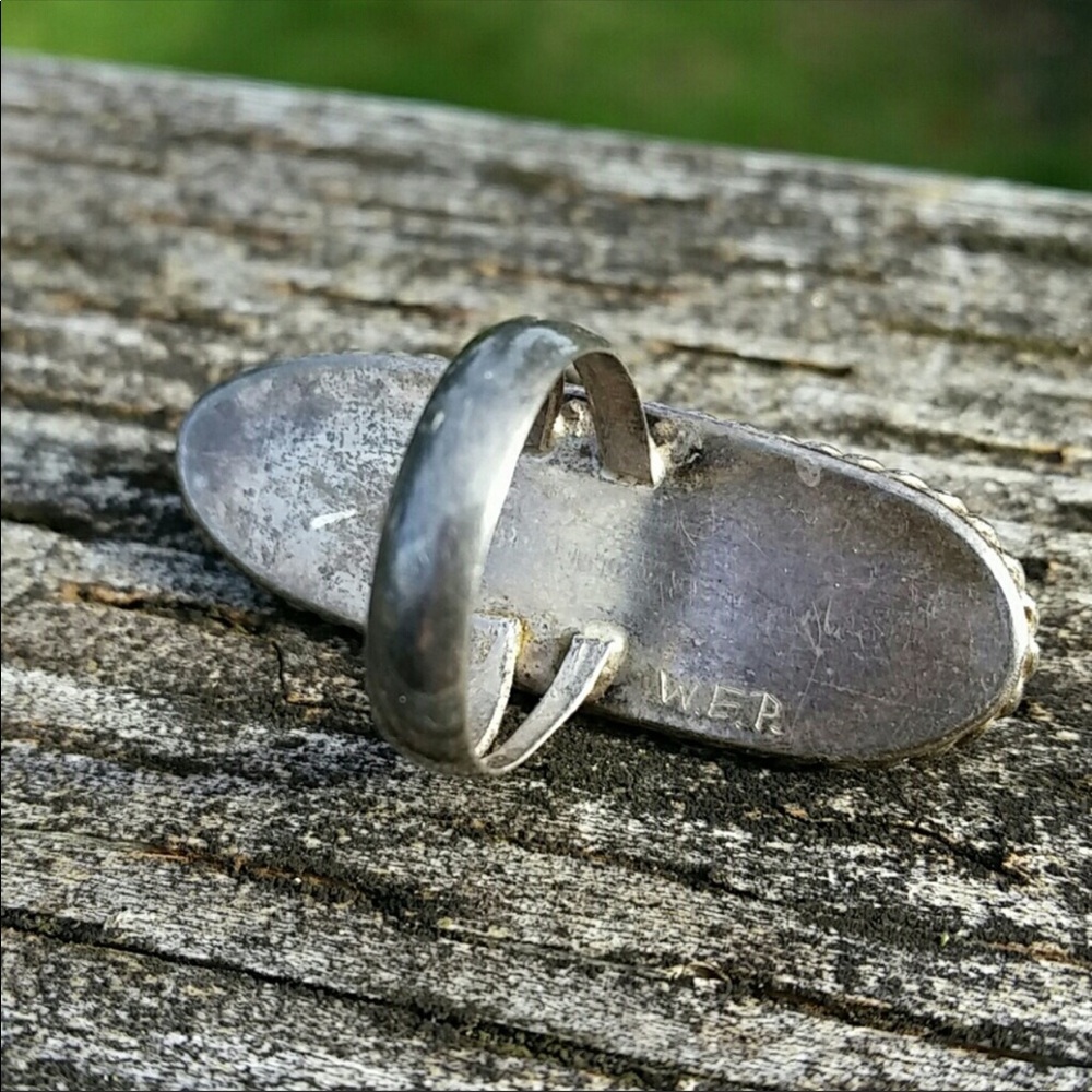 Vintage sterling silver rhodochrosite pink ring - Picture 4 of 6